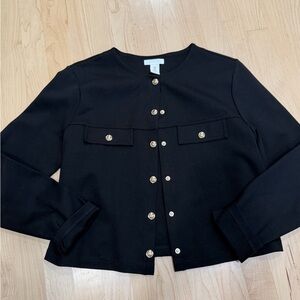 H&M Black Cropped Button Front Blazer Jacket